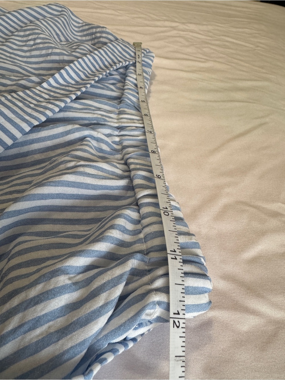 Light Blue Striped Women’s Tie-Waist Shorts - Picture 4 of 9